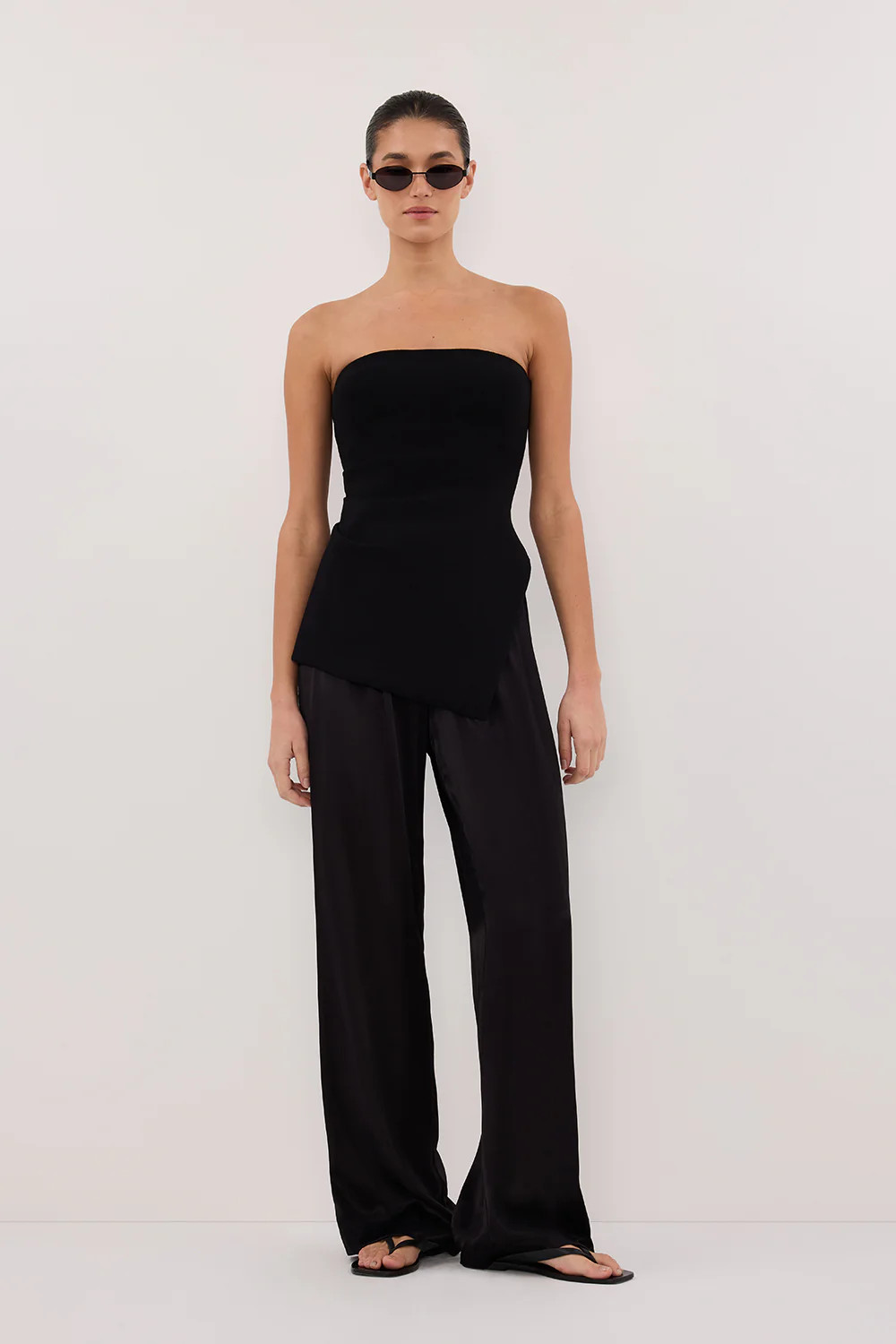 MONICA BLACK SATIN PANT | DISSH