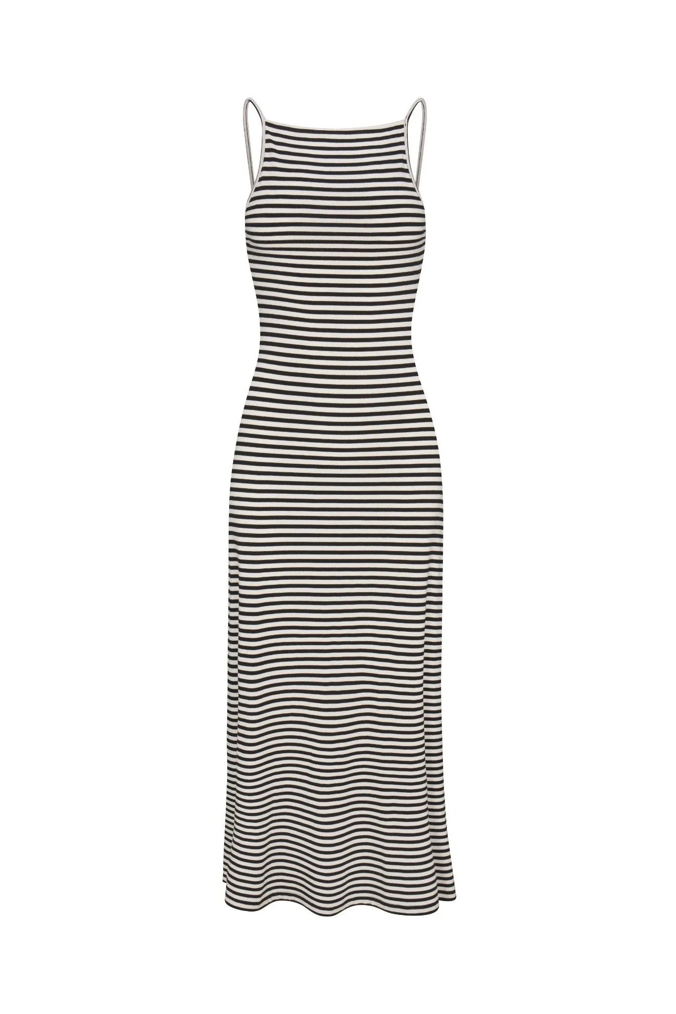 Gisele Maxi Dress in Black & White Stripe Jersey | Anemos Swim (US)