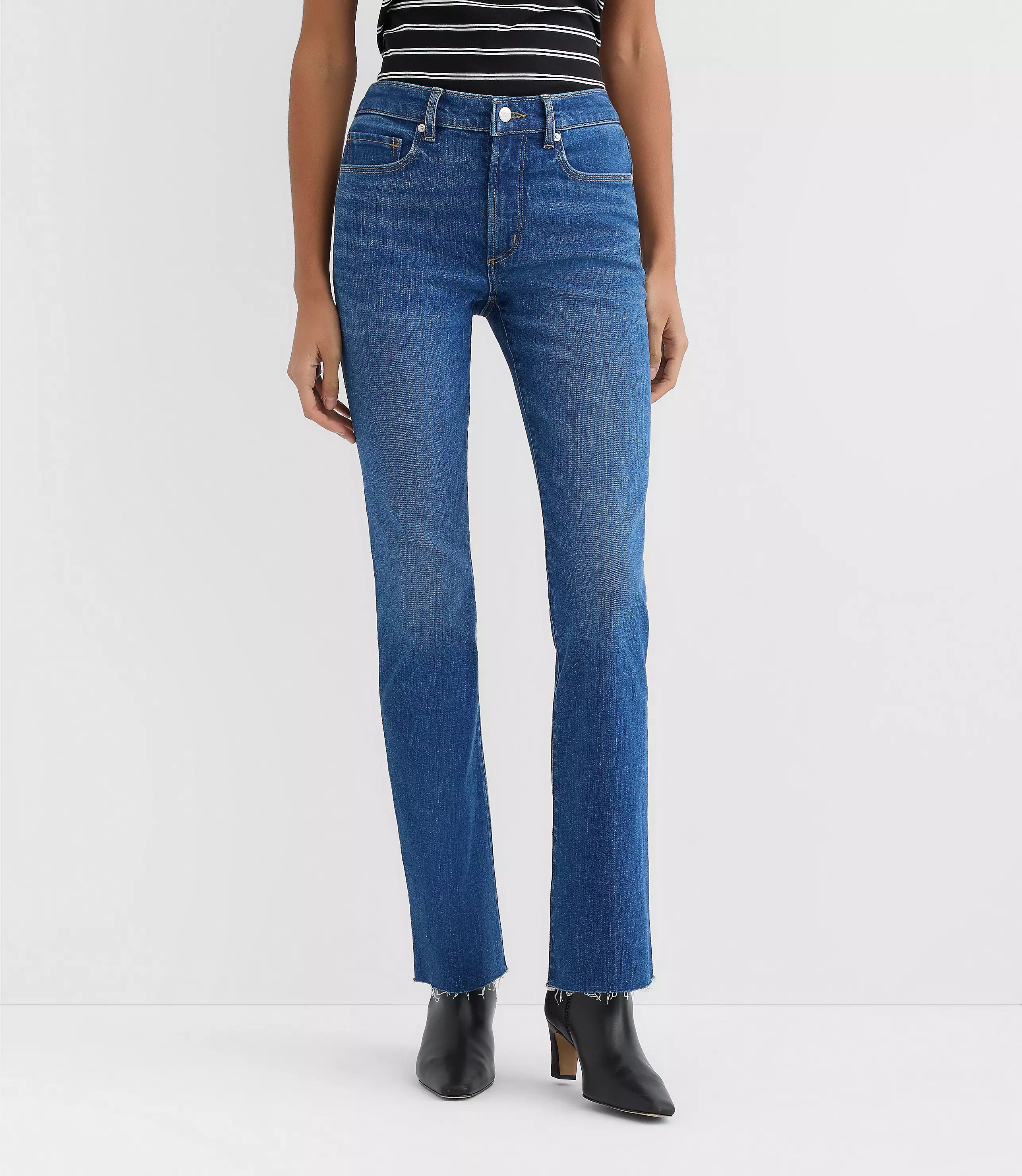 Rivete Curvy Mid Rise Boot Jeans in Vintage Dark Wash | LOFT