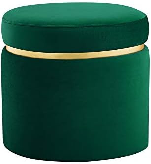 Amazon Brand – Rivet Asher Oval Upholstered Storage Ottoman, 18"W, Emerald Velvet | Amazon (US)