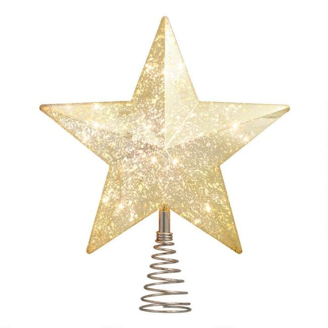 Vintage Gold Faceted Star Light Up Tree Topper | World Market