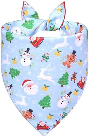 Christmas Dog Bandana for Large and X-Large Dogs - Reversible Red & Blue Santa Snowman Print Scar... | Amazon (US)