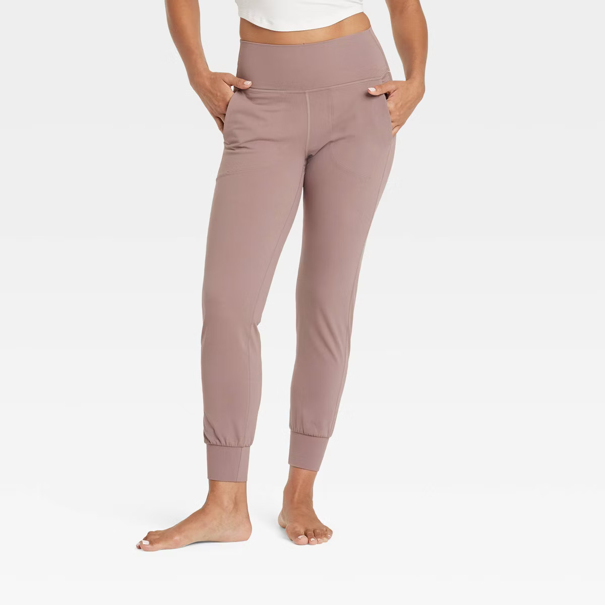 Women's Everyday Soft High-Rise Jogger Pants - All In Motion™ Light Brown S | Target