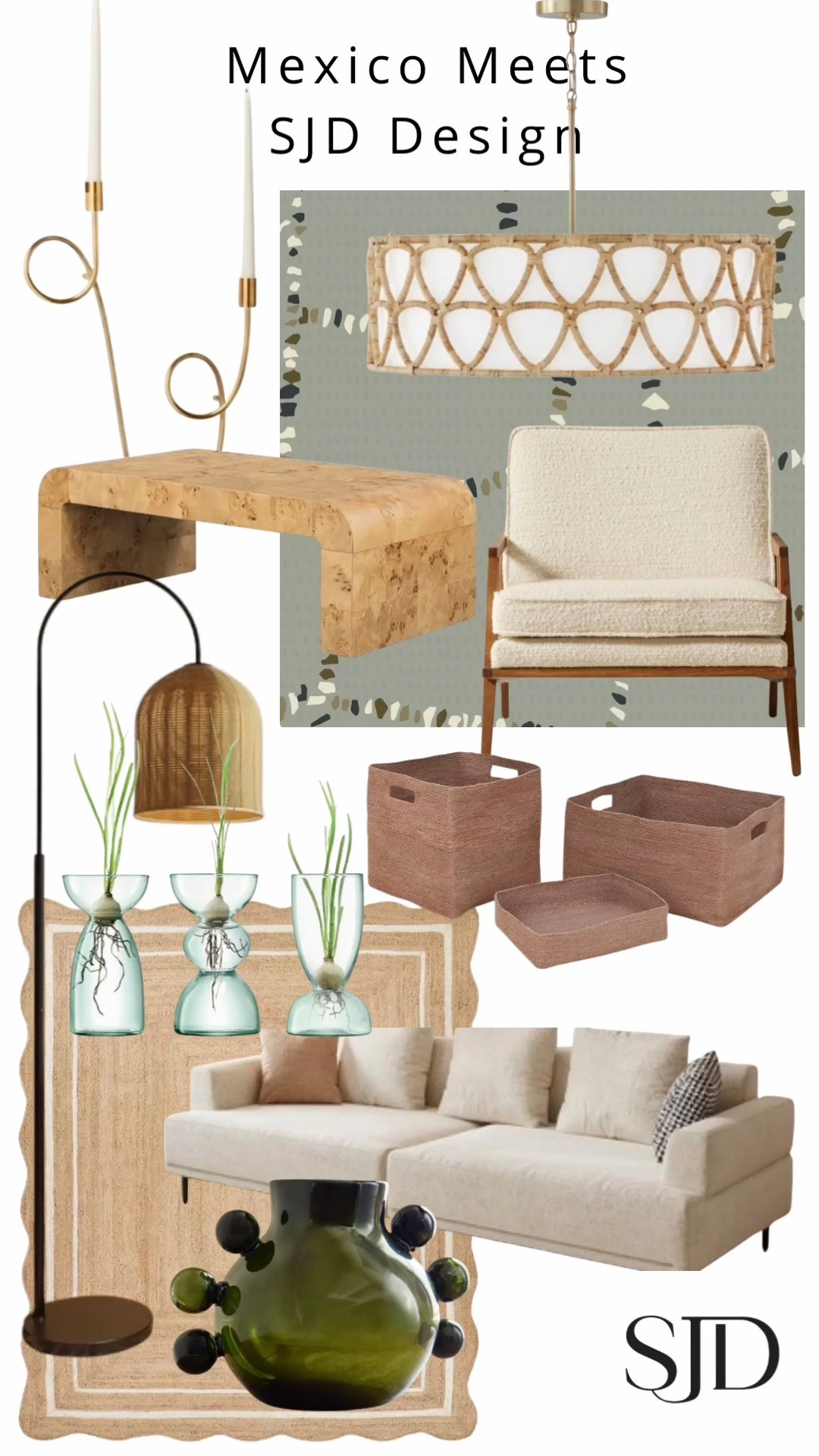 Mexico meets SJD Design ✨
Think quiet luxury meets global soul. This curated collection blends modern silhouettes, natural texture, and organic accents for a look that feels collected - not cluttered. Inspired by earthy materials and curated spaces like Tulum, these pieces will elevate living rooms with a timeless neutral story. #modernearthyhome #neutraldesign #organicmodern 

#LTKTravel #LTKstorytime #LTKHome
