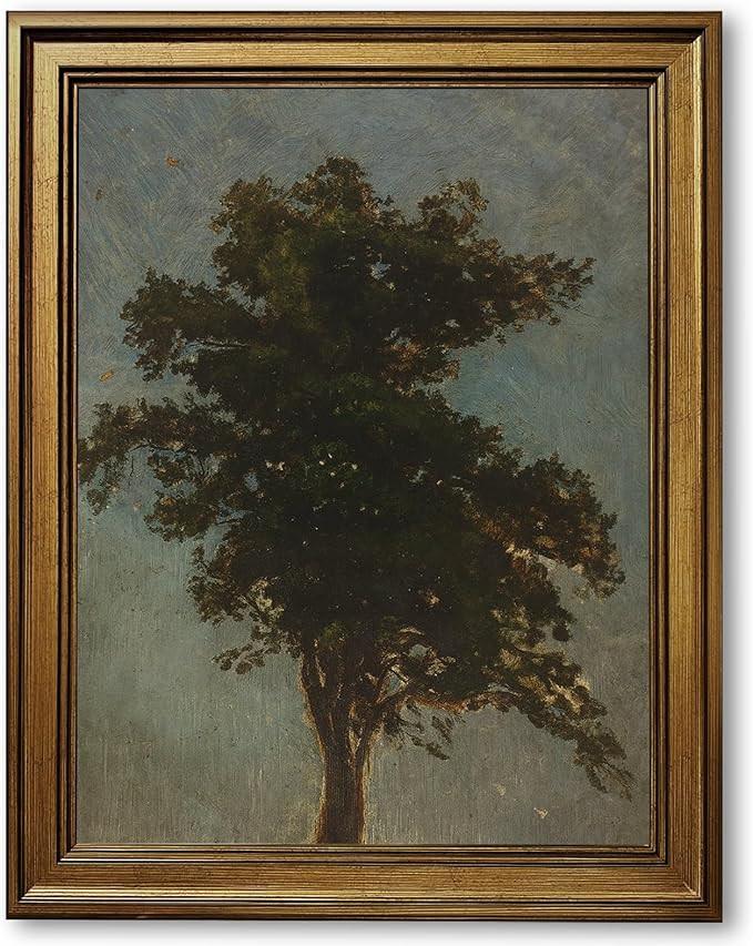 Framed Single Tree Canvas Print Art Vintage Landscape Painting Wall Art Art Print Pictures Rustic... | Amazon (US)