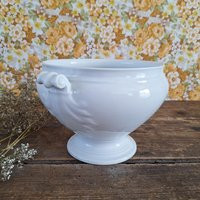 Antique White Ironstone Soup Tureen From Leon Sazerat Limoges France, Ceramic Terrine, Vintage Soupiere, Footed Turren, Ornate Handles | Etsy (US)