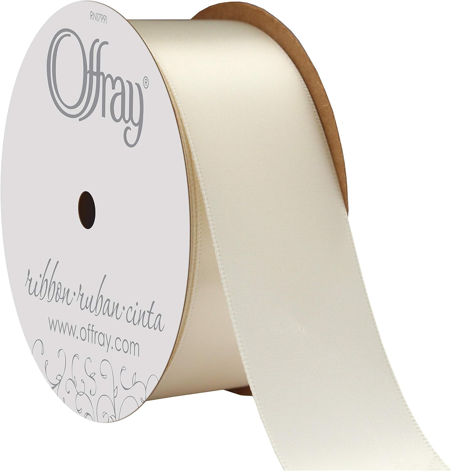 Berwick Offray 1.5" Wide Double Face Satin Ribbon, Antique White Ivory, 10 Yds | Amazon (US)