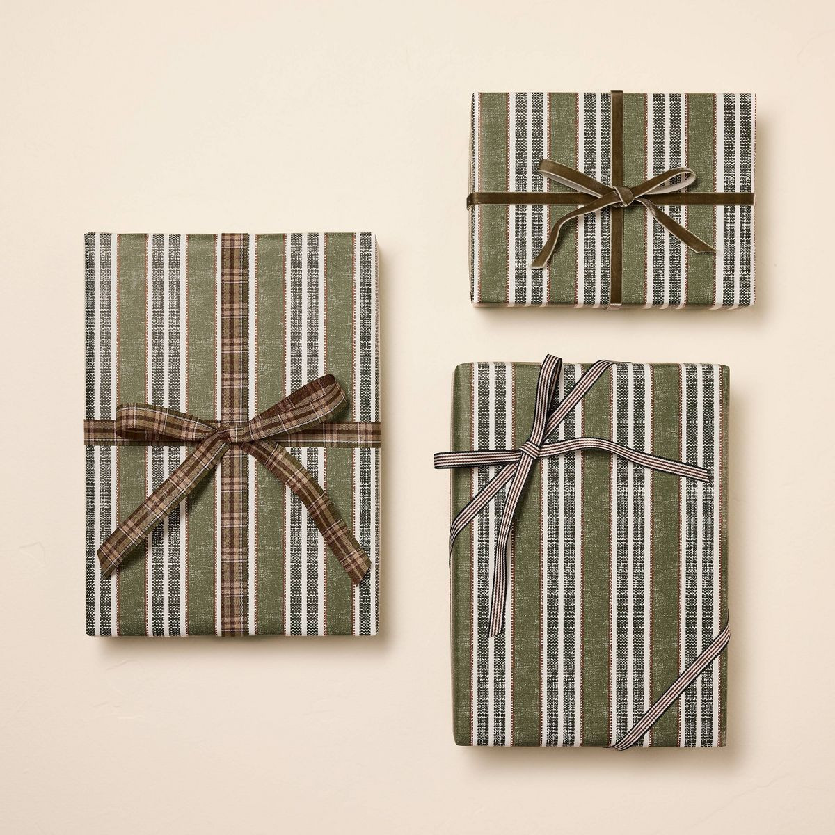30 sq ft Wrapping Paper Green Stripe - Hearth & Hand\u2122 with Magnolia | Target