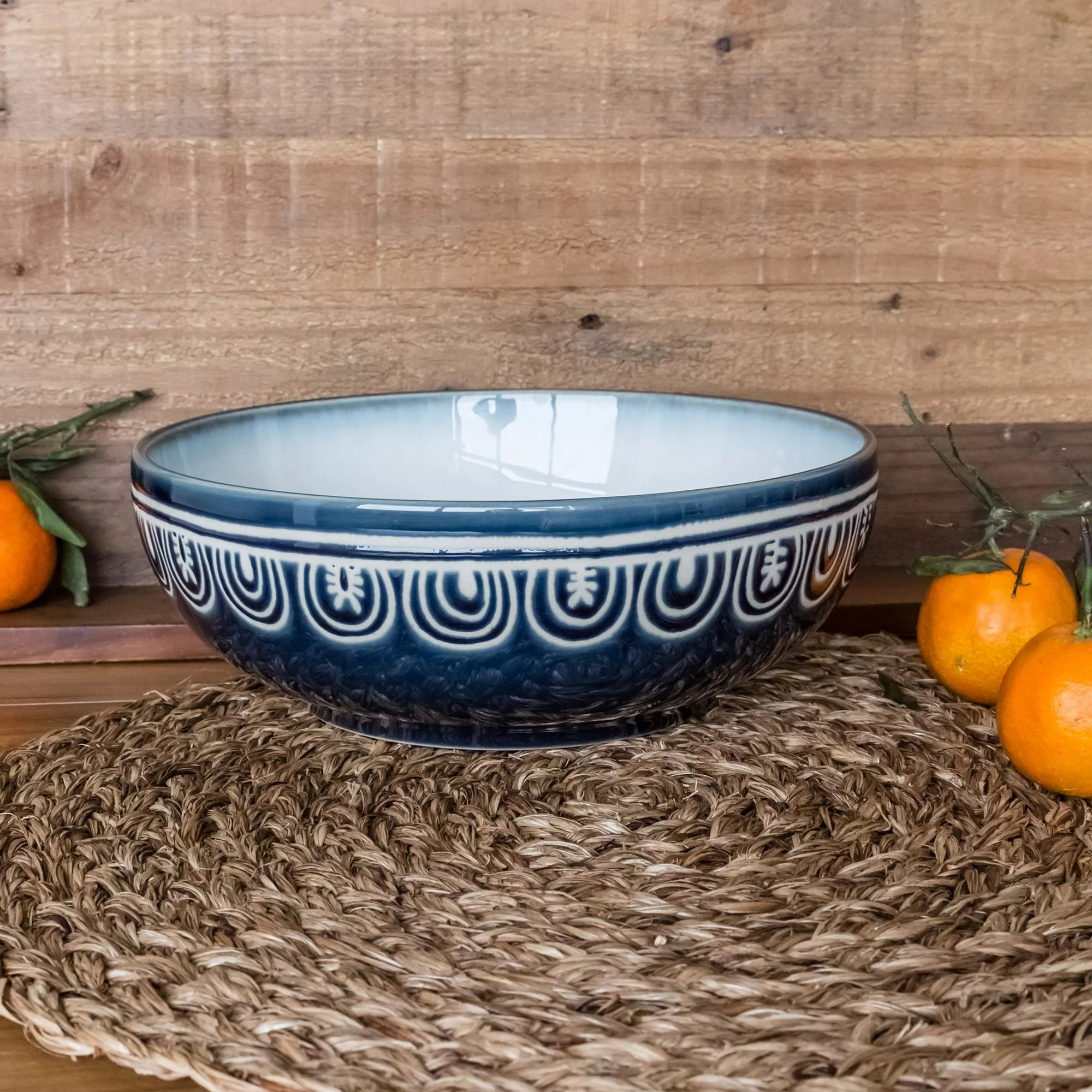 Better Homes & Gardens Teal Medallion Serve Bowl - Walmart.com | Walmart (US)