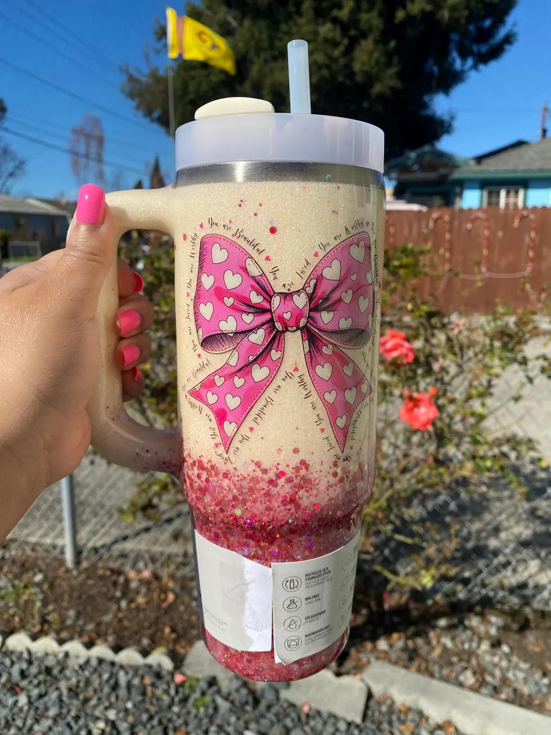 Pink Valentine Coquette Bow Authentic Stanley Tumbler 30oz - Etsy | Etsy (US)