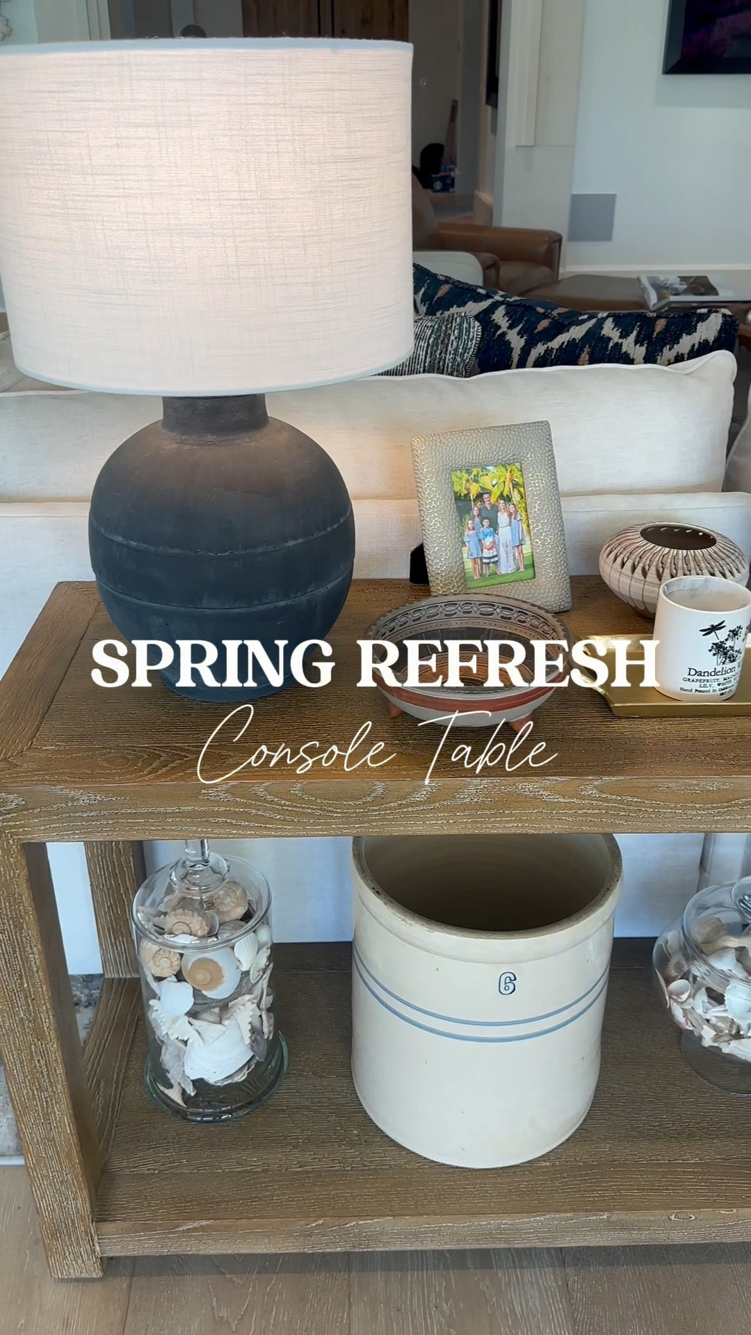SPRING REFRESH: Console Table Styling. I love filling my apothecary jars this time of year with seashells and adding a pop of color with beautiful floral arrangements in the Spring when the sun starts shining again! It makes me happy! 

#LTKHome #LTKWatchNow #LTKFindsUnder50
