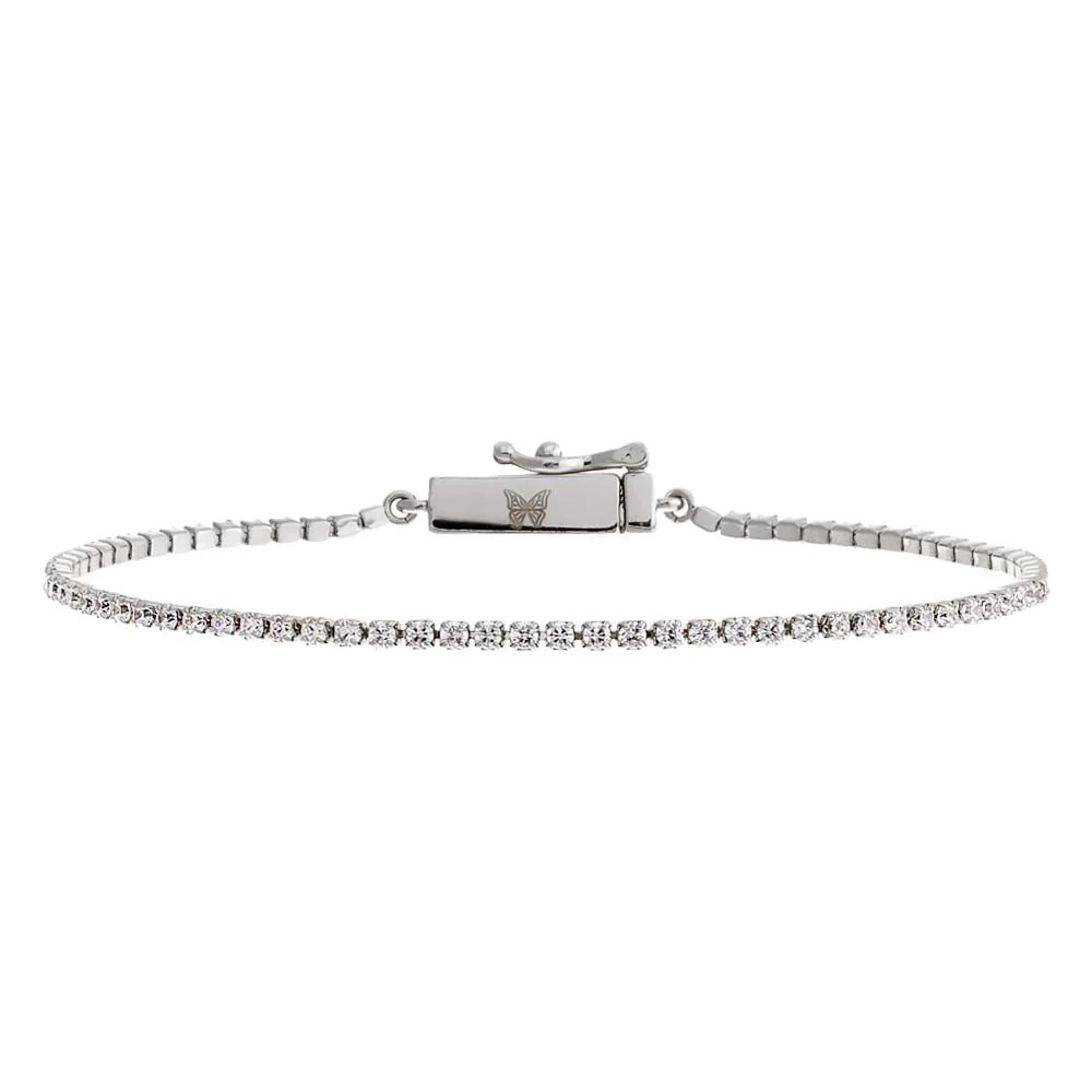Classic Thin Tennis Bracelet by By Adina Eden Silver | Casual Chic Boutique