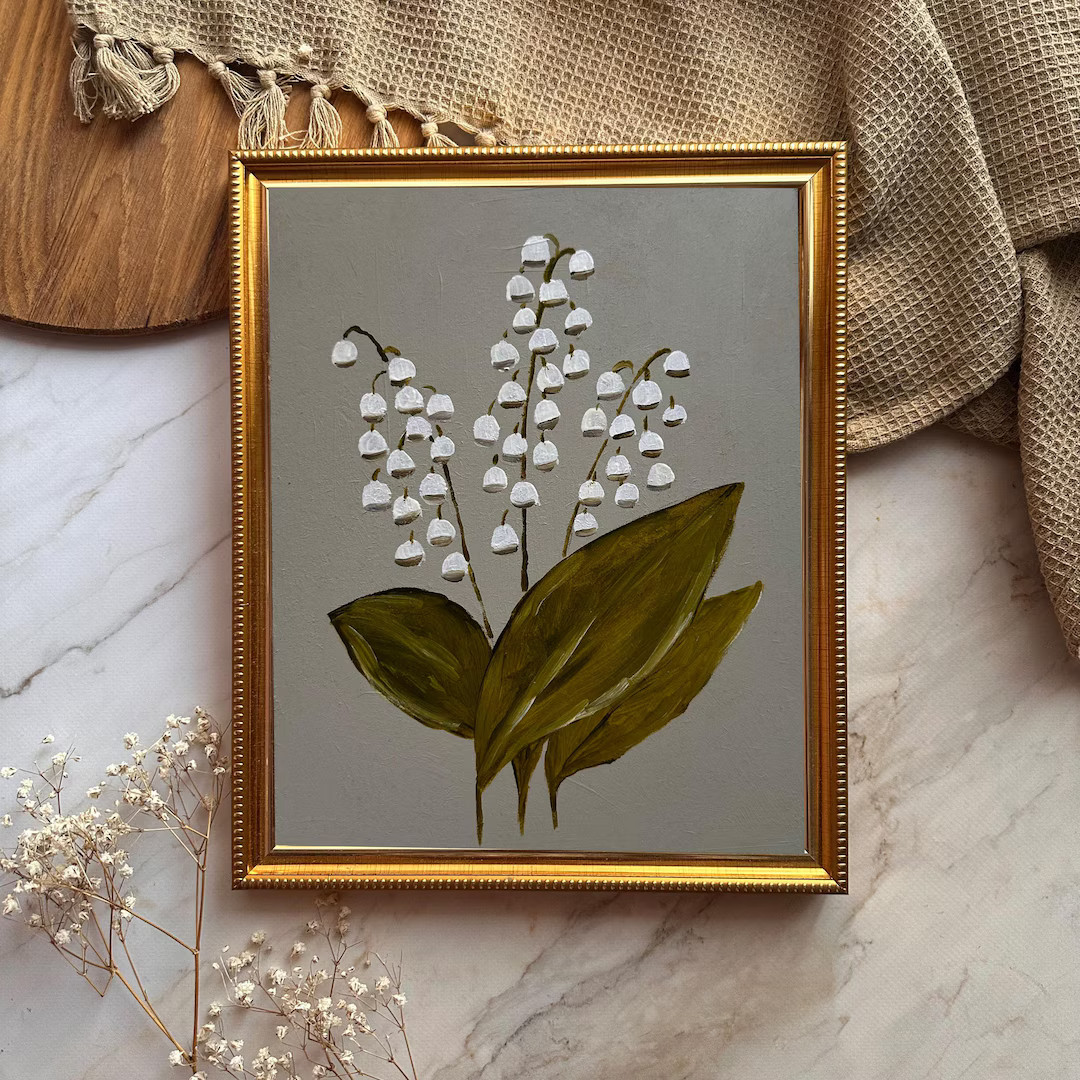 Lily of the Valley Art Oil Painting Original Still Life Farmhouse Wall Art Rustic Home Decor Rura... | Etsy (US)