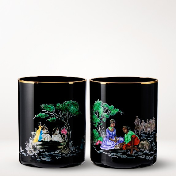 Sheila Bridges x Williams Sonoma Harlem Toile Double-Old Fashioned Glasses | Williams-Sonoma