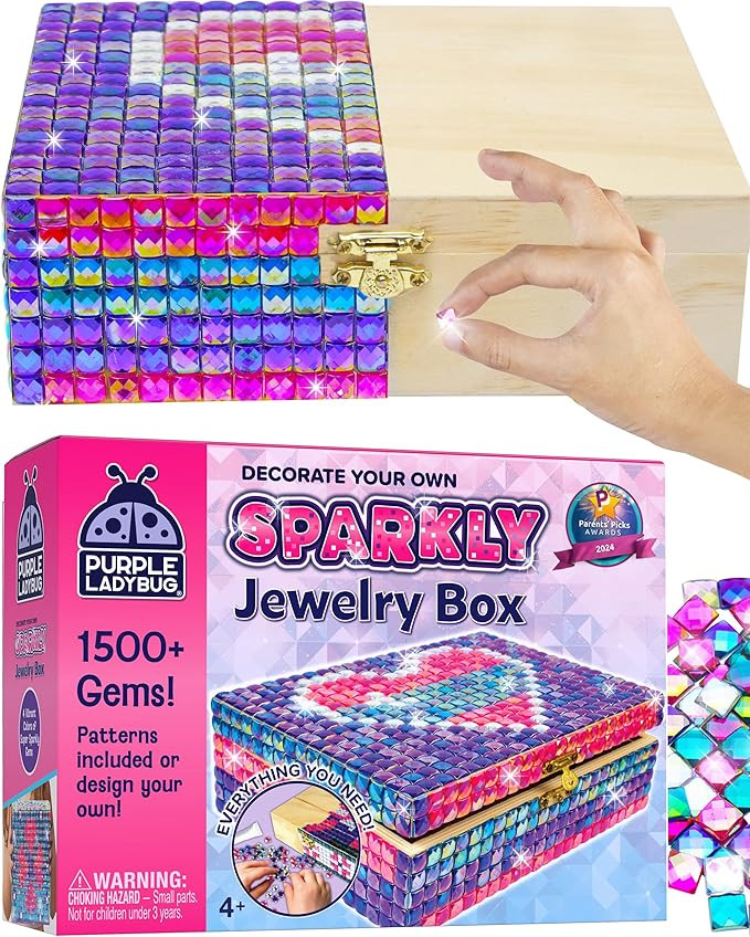 PURPLE LADYBUG DIY Sparkly Girls Jewelry Box for Girls 8-12 Yrs Old - 10 9 8 7 6 Year Old Girl Bi... | Amazon (US)