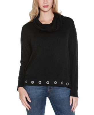Belldini Women's Hacci Cowl Neck Knit Top - Heather Gray, Silver | Macy's