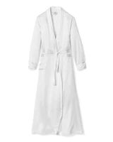 100% Mulberry White Silk Luxe Long Robe | Petite Plume