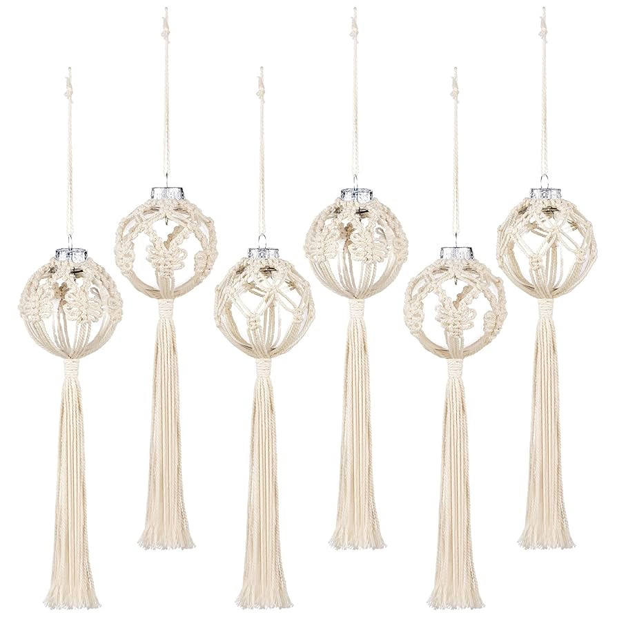 Marsui 6 Pieces Macrame Christmas Ball Ornaments Boho Wall Snowflake Woven Christmas Tree Hanging... | Amazon (US)
