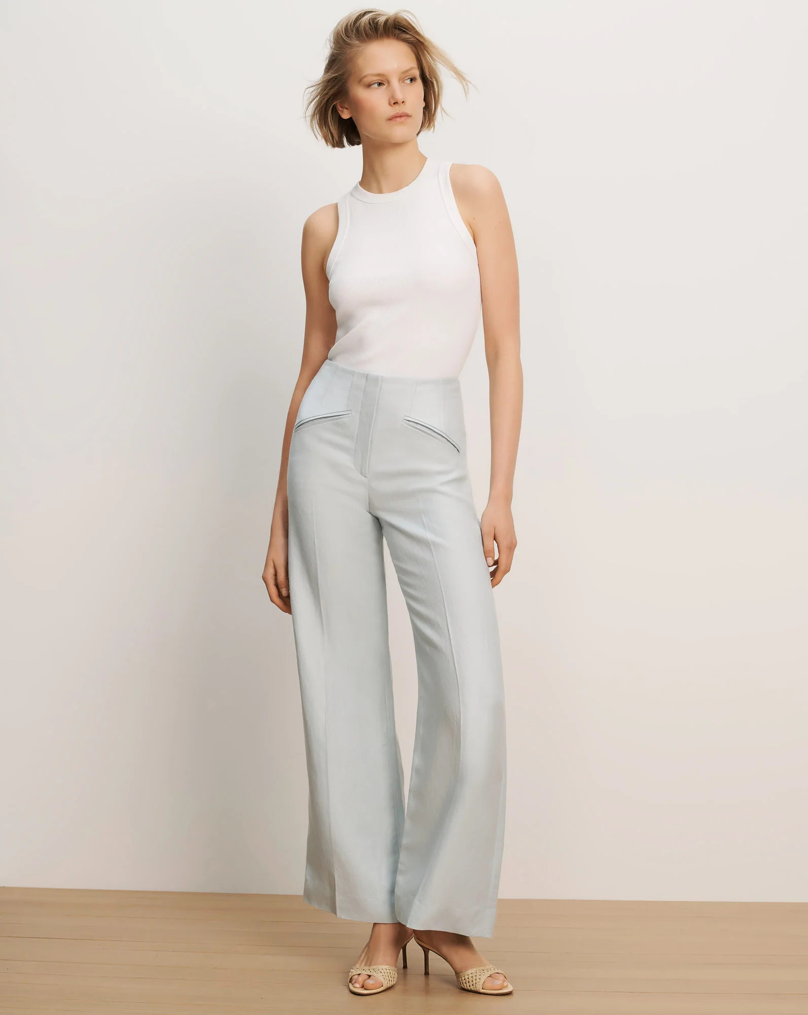 Cassidee Wide-Leg Pant in Light Blue River Mist | Veronica Beard | Veronica Beard
