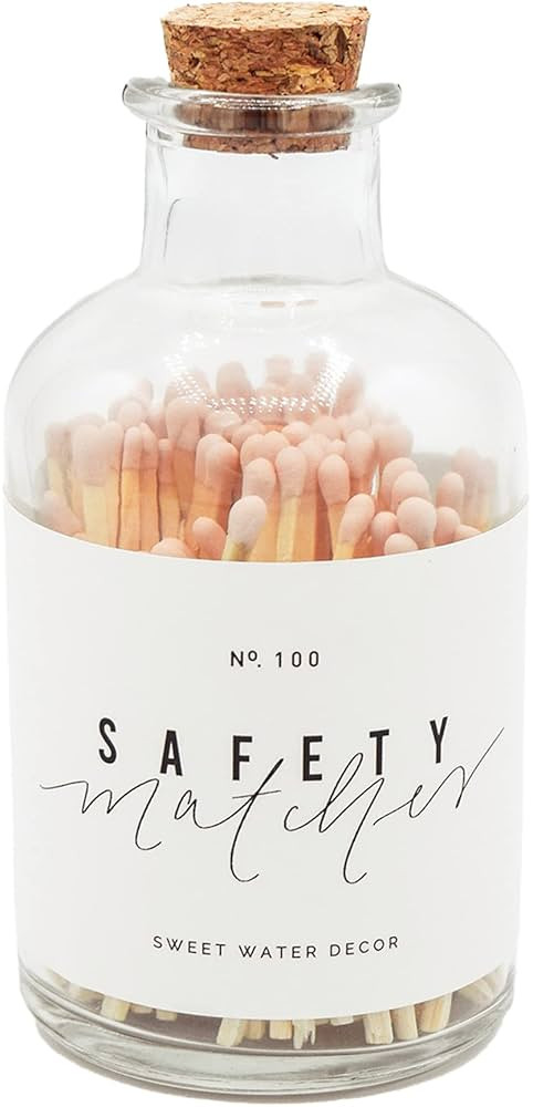Sweet Water Decor 3" Safety Matches in Medium Apothecary Bottle | Rustic Jar of Approx. 100 Decor... | Amazon (US)