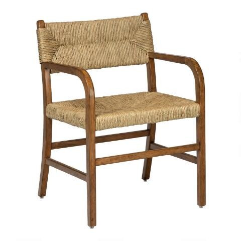 Candace Vintage Acorn and Seagrass Dining Armchair | World Market