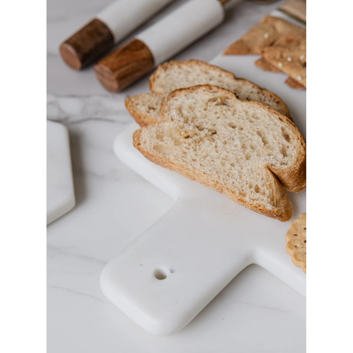 LuxéDesigns Hand Made Half Mango Wood & White Marble Cheese Charcuterie Board | Wayfair North America