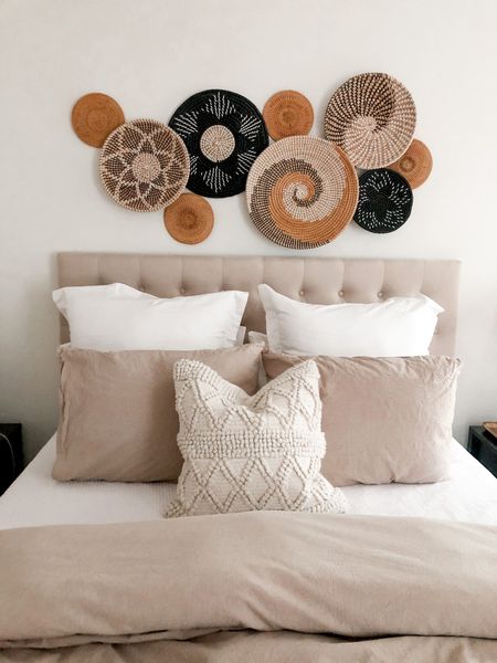 Basket wall decor. Linen duvet. Bedroom decor- all budget finds! 

#LTKhome #LTKsalealert #LTKSpringSale