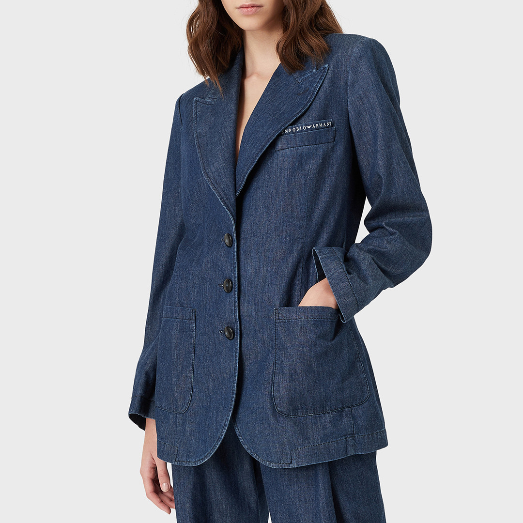 Dark Blue Denim Blazer | BrandAlley