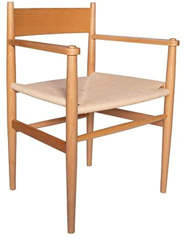 Amazon Brand – Stone & Beam Mid-Century Dining Chair with Arms, 21.9"W, Beech Wood, Natural | Amazon (US)