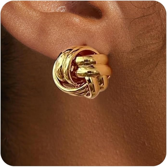 FANZE Gold Earring Trendy, Chunky Drop Stud Gold Statement Big Earring for Women Jewelry Gift | Amazon (US)