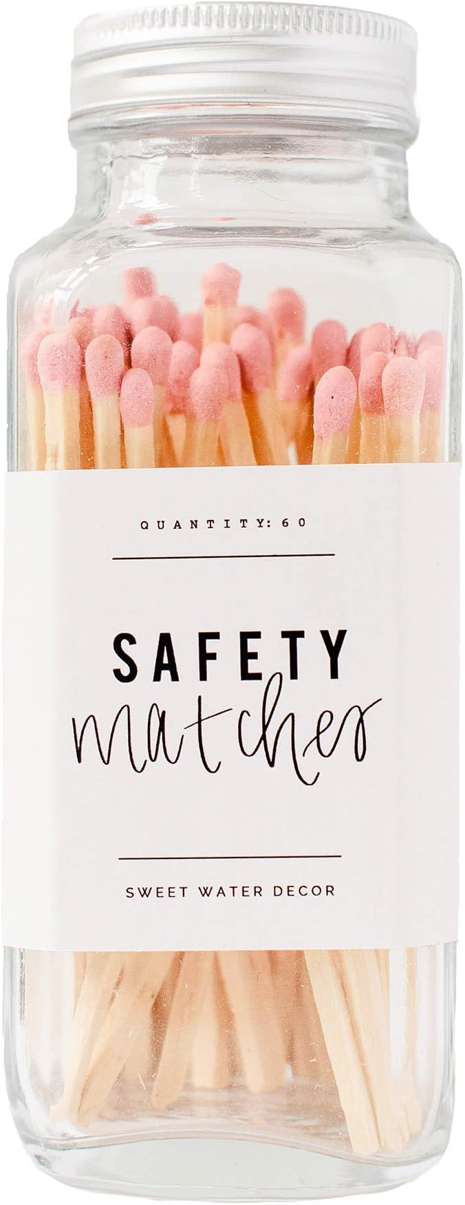 Sweet Water Decor 3.75" Pink Safety Matches - Glass Jar | Approx. 60 Matches | Matchsticks | Home... | Amazon (US)