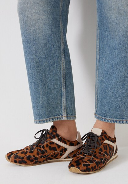Leopard Hair On Leather Trainers | Hush UK