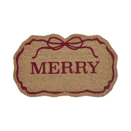 My Texas House Natural/Red Merry Ribbon Outdoor Coir Doormat, 18" x 30" | Walmart (US)