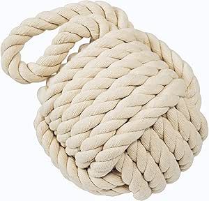 Golant Rope Knot Doorstop Nautical Large Heavy Decorative Stopper Cream Cotton Yarn Monkey Fist w... | Amazon (US)