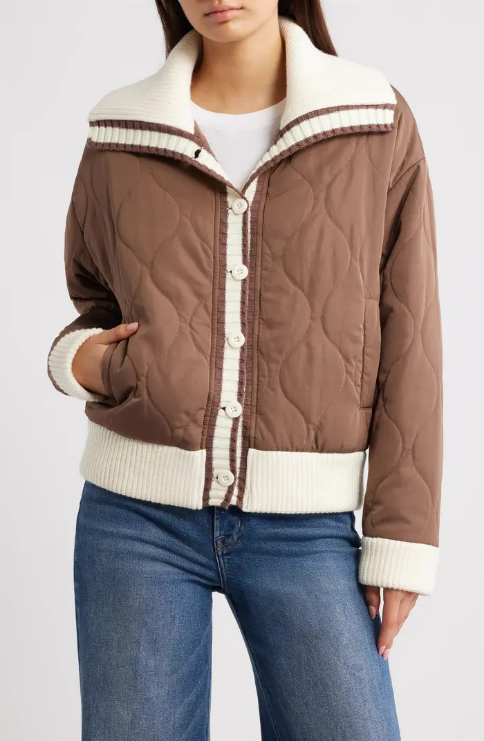 Knit Collar Quilted Jacket | Nordstrom