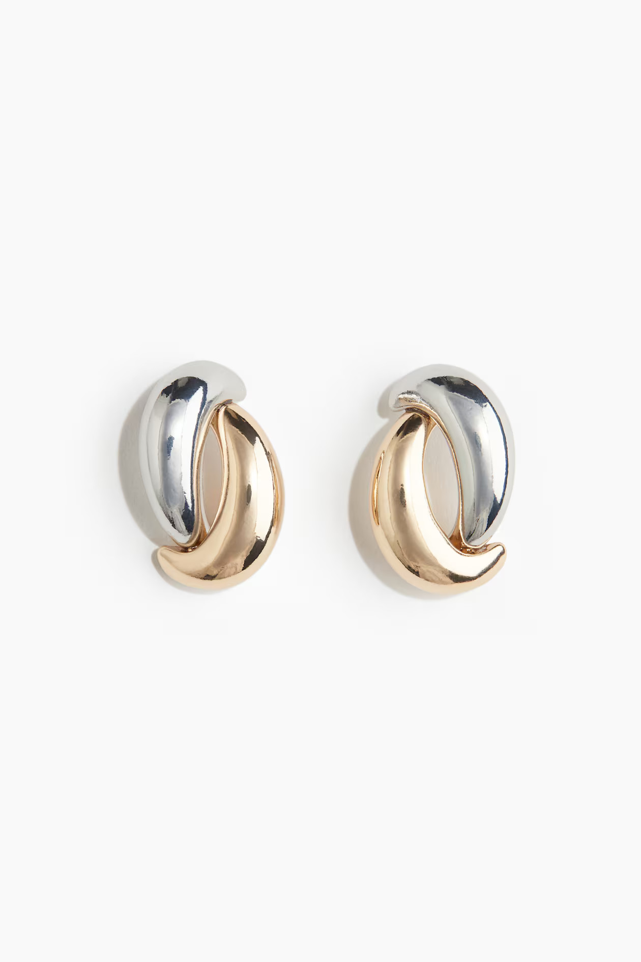 Two-toned earrings - Silver-coloured/Gold-coloured - Ladies | H&M GB | H&M (UK, MY, IN, SG, PH, TW, HK)