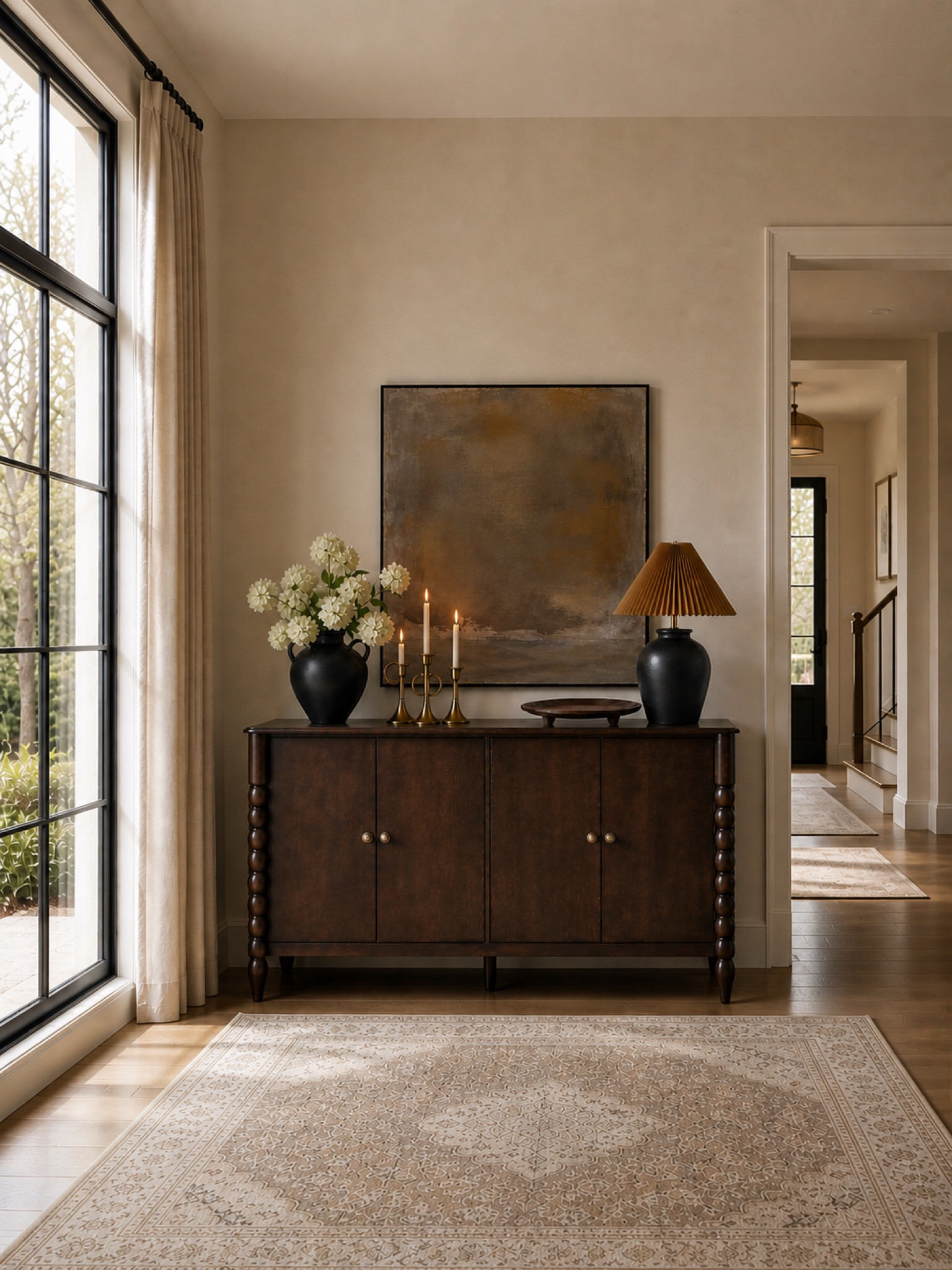 Wayfair Entryway Console Table Styling | Neutral Entryway Decor

Follow @farmtotablecreations on Instagram for more home finds and styling ideas 🤍

This entryway moment is all about warm wood tones and simple, elevated styling 🤎 The rich sideboard anchors the space while layered textures—from the vintage-inspired rug to the sculptural lamp and soft florals—bring in that cozy, lived-in feel. The brass candleholders with flickering candles add the perfect touch of warmth without overwhelming the space.

Everything here is from Wayfair, making it so easy to recreate a high-end look with pieces that feel timeless and functional. A few intentional accents truly go a long way in an entry like this.

#entryway #wayfair #console #lighting #rugs

#LTKSaleAlert #LTKHome