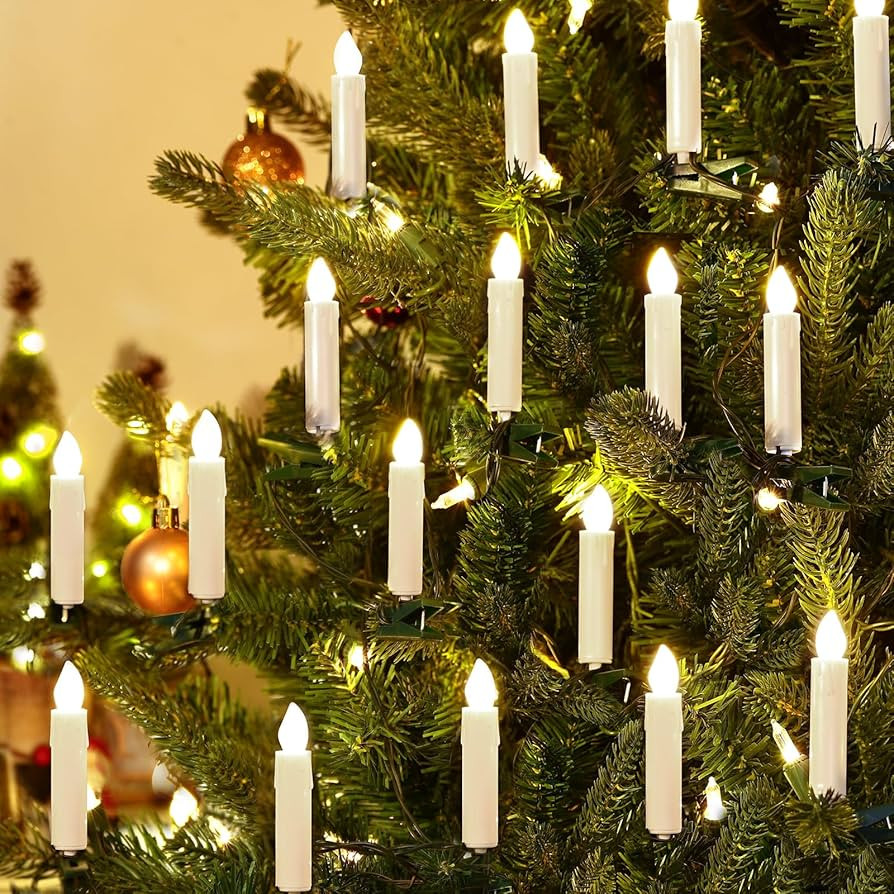 Lewondr 20 Pcs LED Christmas Tree Candle Lights, Flickering Clip on Flameless Candles with Remote... | Amazon (CA)