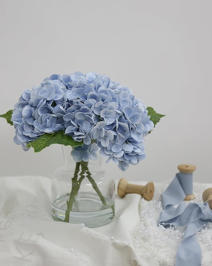 Lifelike Artificial Hydrangea Arrangement in Decorative Vase - Real Touch Fake Flowers for Home, ... | Amazon (US)