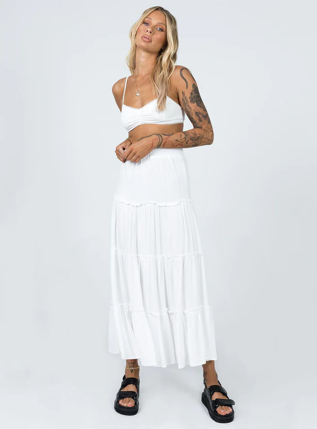 Miriah Maxi Skirt White | Princess Polly AU