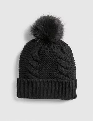 Cable-Stitch Beanie With Faux-Fur Pom Pom | Lane Bryant (US)