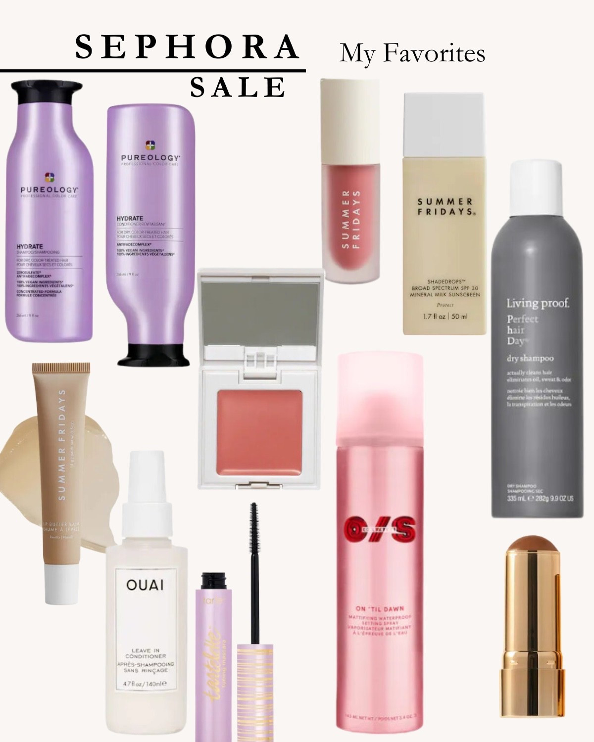 Favorite products from Sephora currently on sale!

Summer Fridays lip oil - pink cloud
Summer Friday lip butter - vanilla
Ready blush - rose
Merit bronzer - Leo

#LTKBeauty #LTKgrwm #LTKmorningroutine