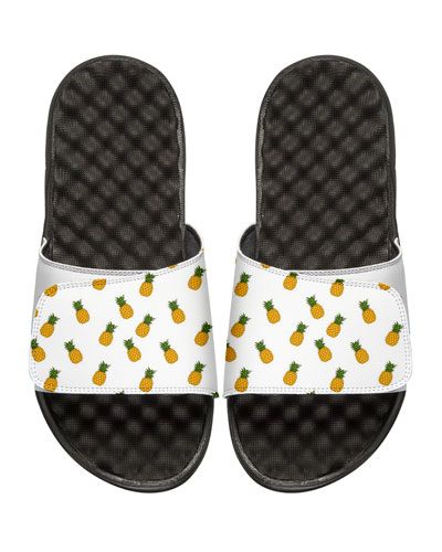 Pineapple Slide Sandal, White | Neiman Marcus