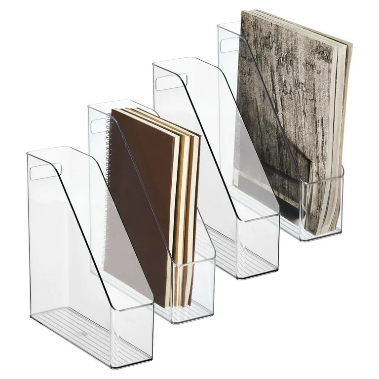 mDesign Plastic Slim File Folder Storage Organizer, Handle, 4 Pack, Clear | Walmart (US)