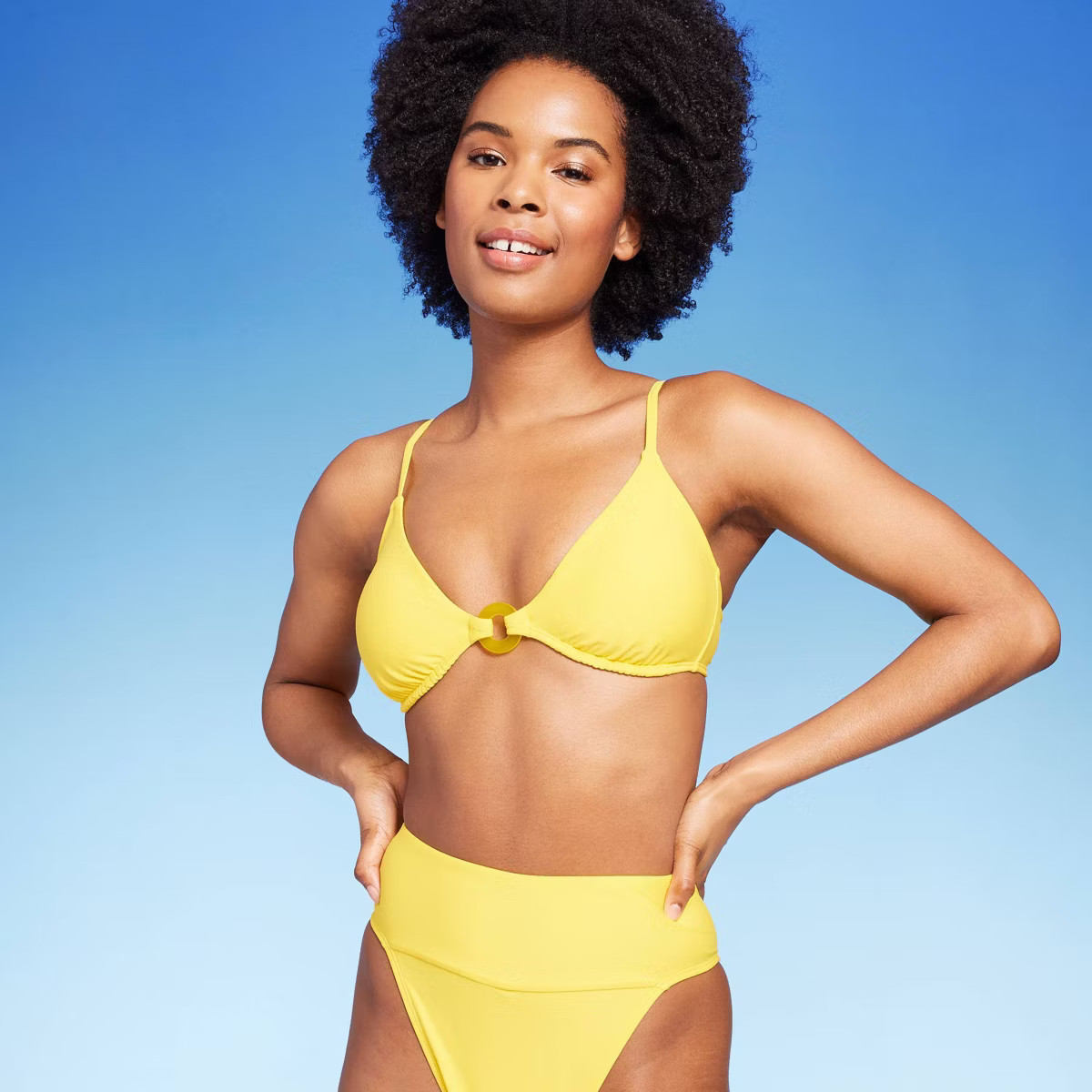 Women'sCenter Front Ring Triangle Bikini Top - Wild Fable™ Yellow XL: Stretchy, Lined, Adjustab... | Target