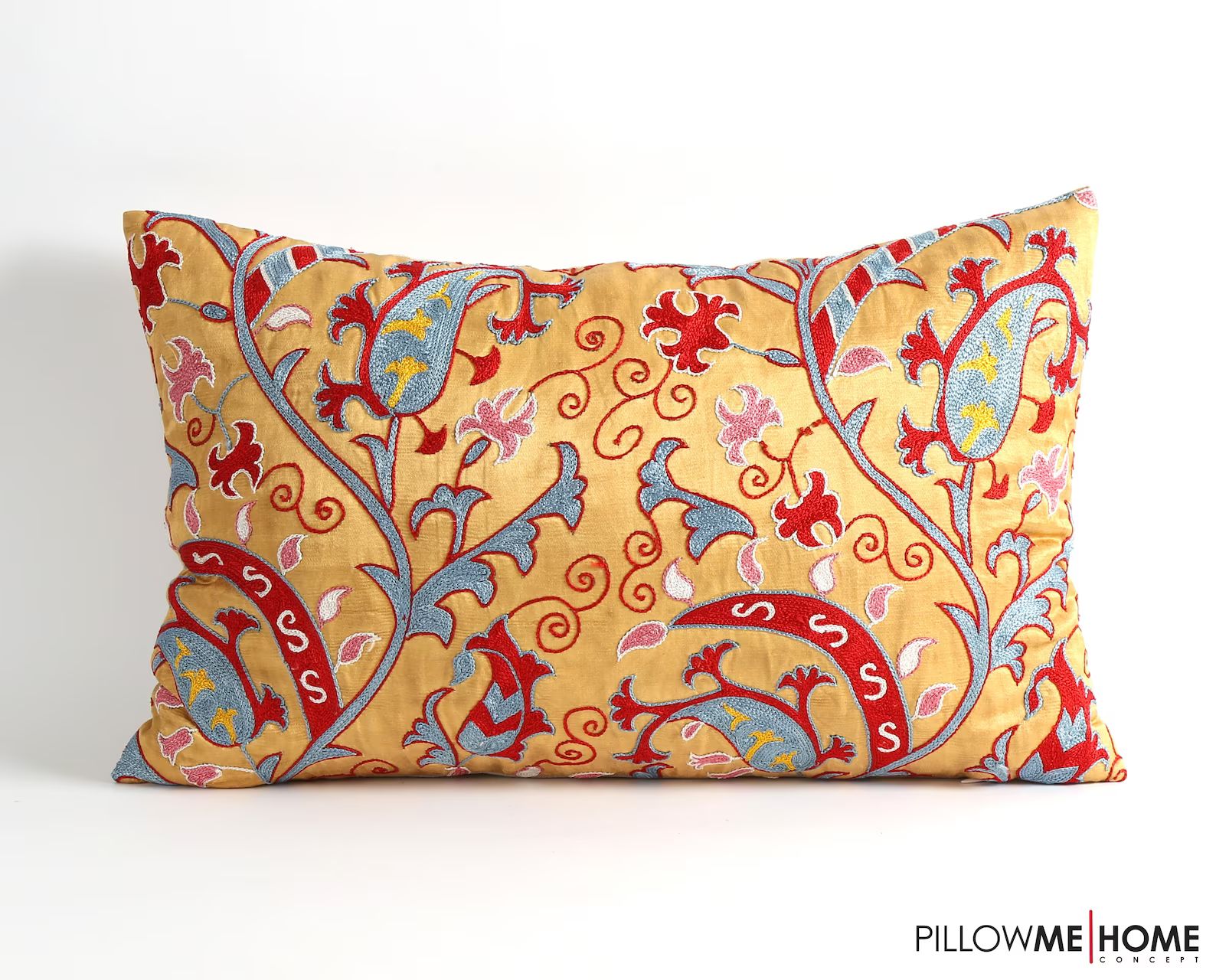 suzani pillow embroidery uzbek floral pillow cover silk pillow boho room decor ethnic cushions mo... | Etsy (US)