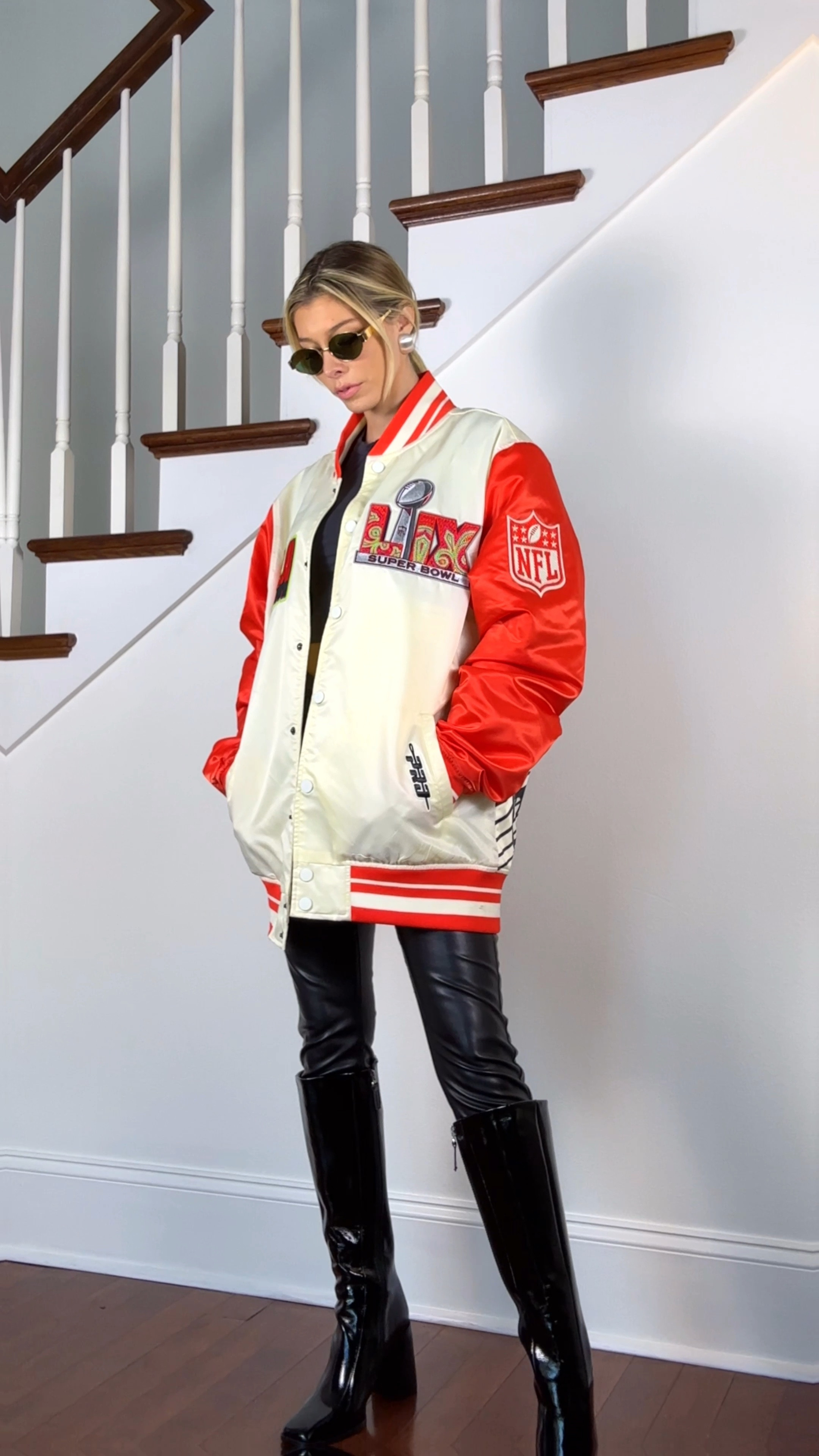 Super Bowl outfit is on sale!🛍️ Vintage jacket. Varsity jacket. Super Bowl outfit. Gameday outfit. Gameday outfits. Gameday style. Varsity style. Varsity outfit. Stylish jackets.

#LTKSaleAlert #LTKWatchNow #LTKMostLoved