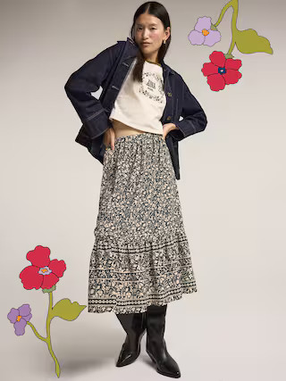 Old Navy x Anna Sui Tiered Midi Skirt | Old Navy (US)