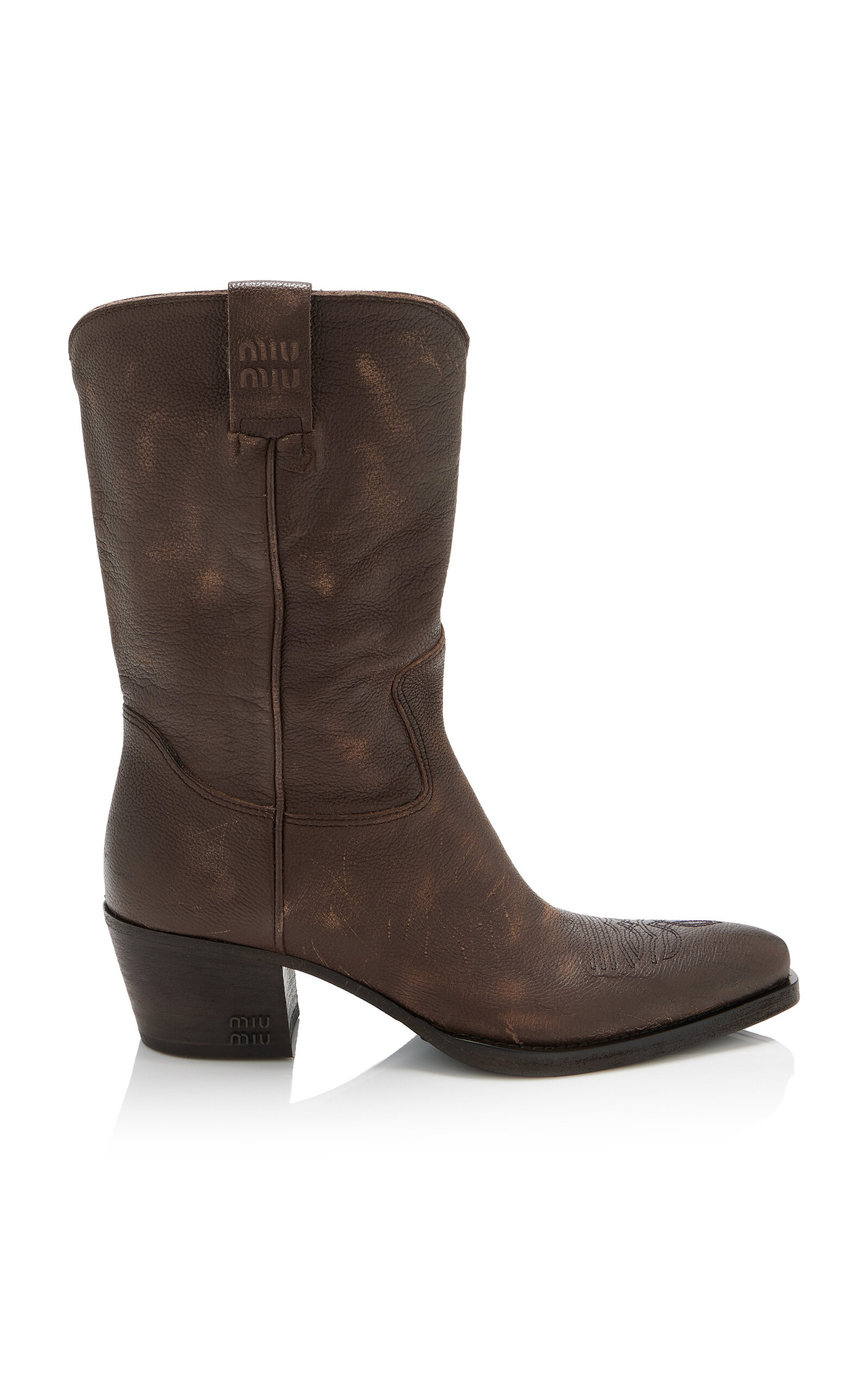 Miu Miu - Leather Western Boots - Brown - IT 41 - Moda Operandi | Moda Operandi (Global)