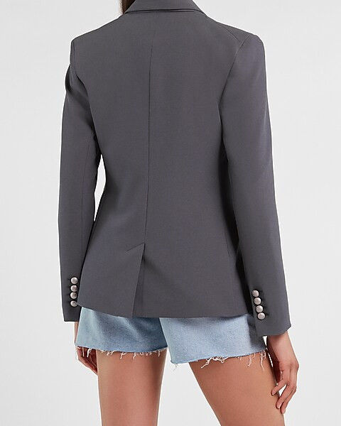 Supersoft Twill Double Breasted Novelty Button Blazer | Express